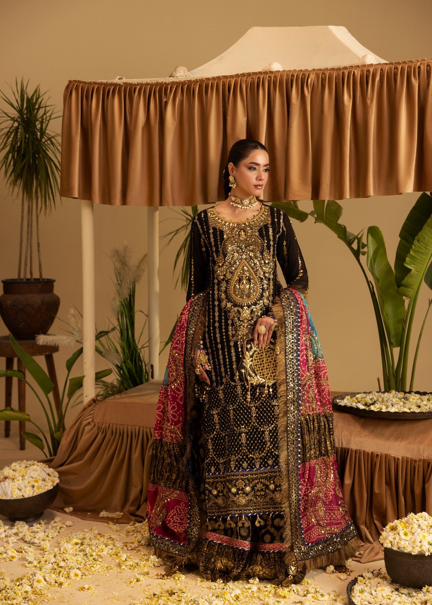 Embellished Black Chiffon Lehenga Choli Online in KSA Riyadh Saudi Arabia Oman Bahrain Qatar