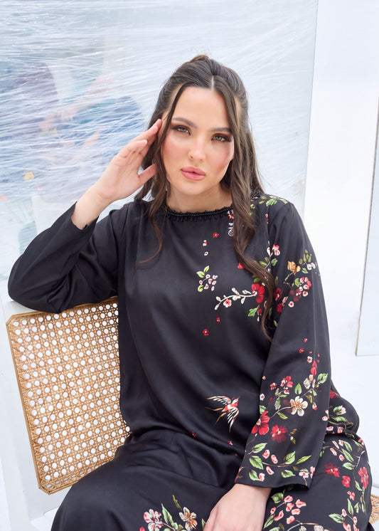 Embellished Black Corduroy Kaftan Online in Dubai DXB UAE Abudhabi Meena Bazaar