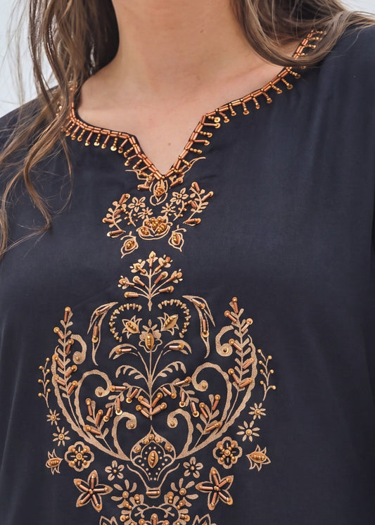 Embellished Black Kaftan for Ladies Online in UK USA Canada
