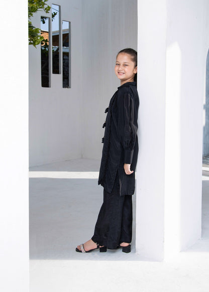 Embellished Black Raw Silk Shalwar Kameez Online in Dubai DXB UAE Abudhabi Meena Bazaar