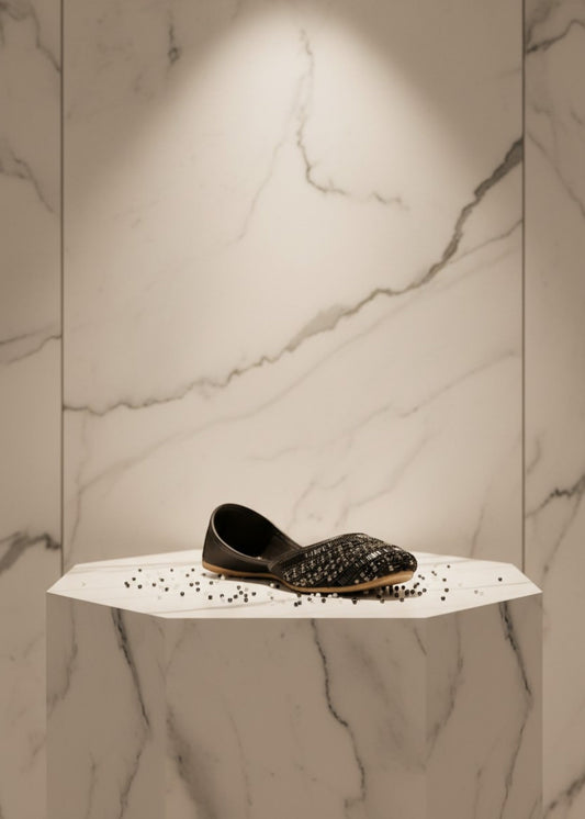 Embellished Black Velvet Khussa Wedding Shoes Online in KSA Riyadh Saudi Arabia Oman Bahrain Qatar