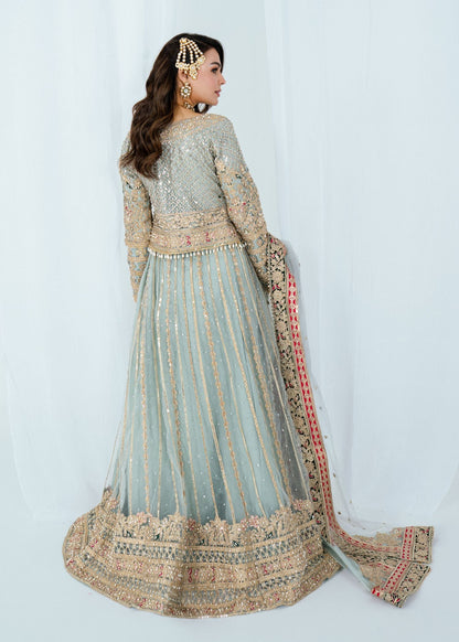 Embellished Blue Net Wedding Wear Lehenga Online in Dubai DXB UAE Abudhabi Meena Bazaar