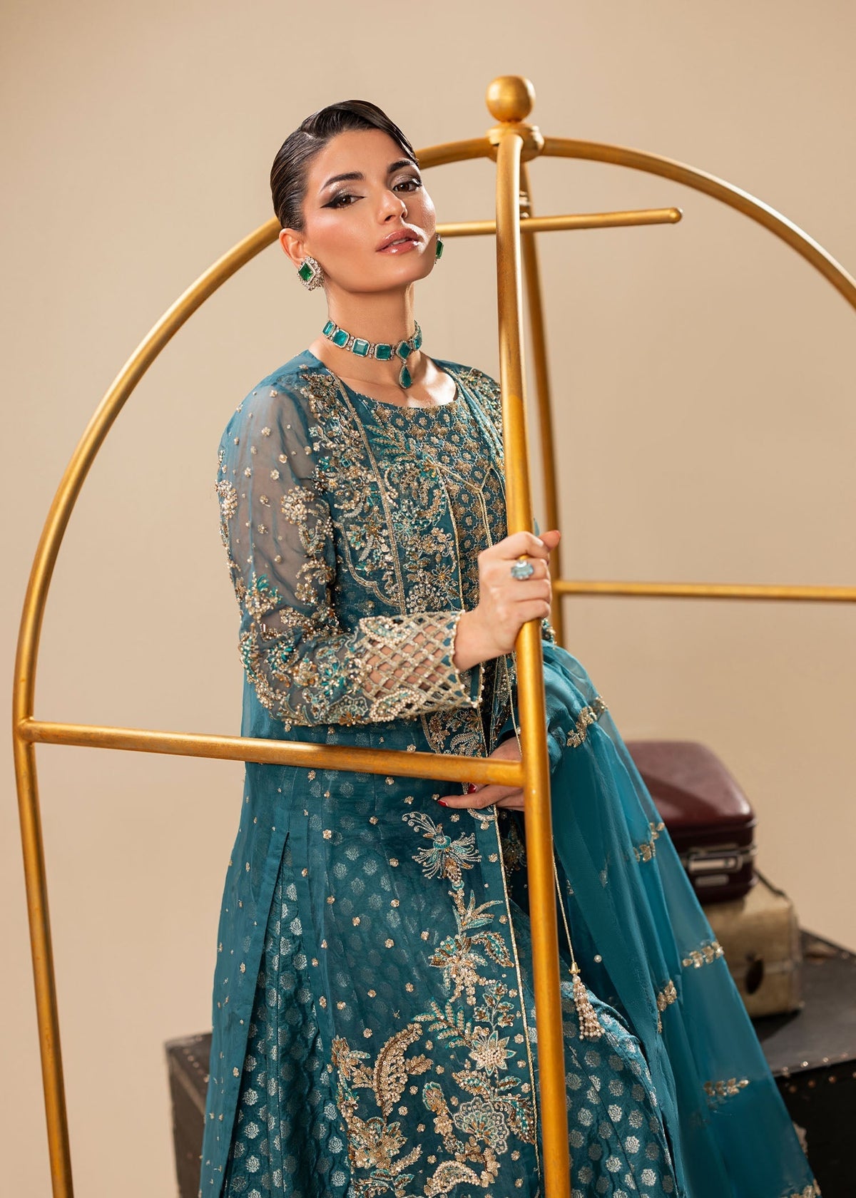 Buy Teal Embroidered Pakistani Suit Online in Dubai DXB UAE Abudhabi Meena Bazaar