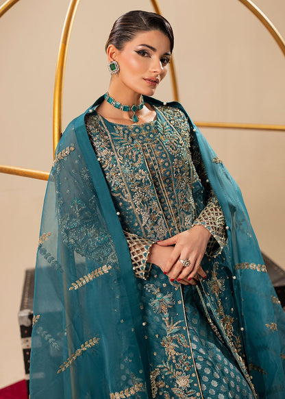 Shop Teal Organza Pakistani Salwar Kameez Online in Dubai DXB UAE Abudhabi Meena Bazaar