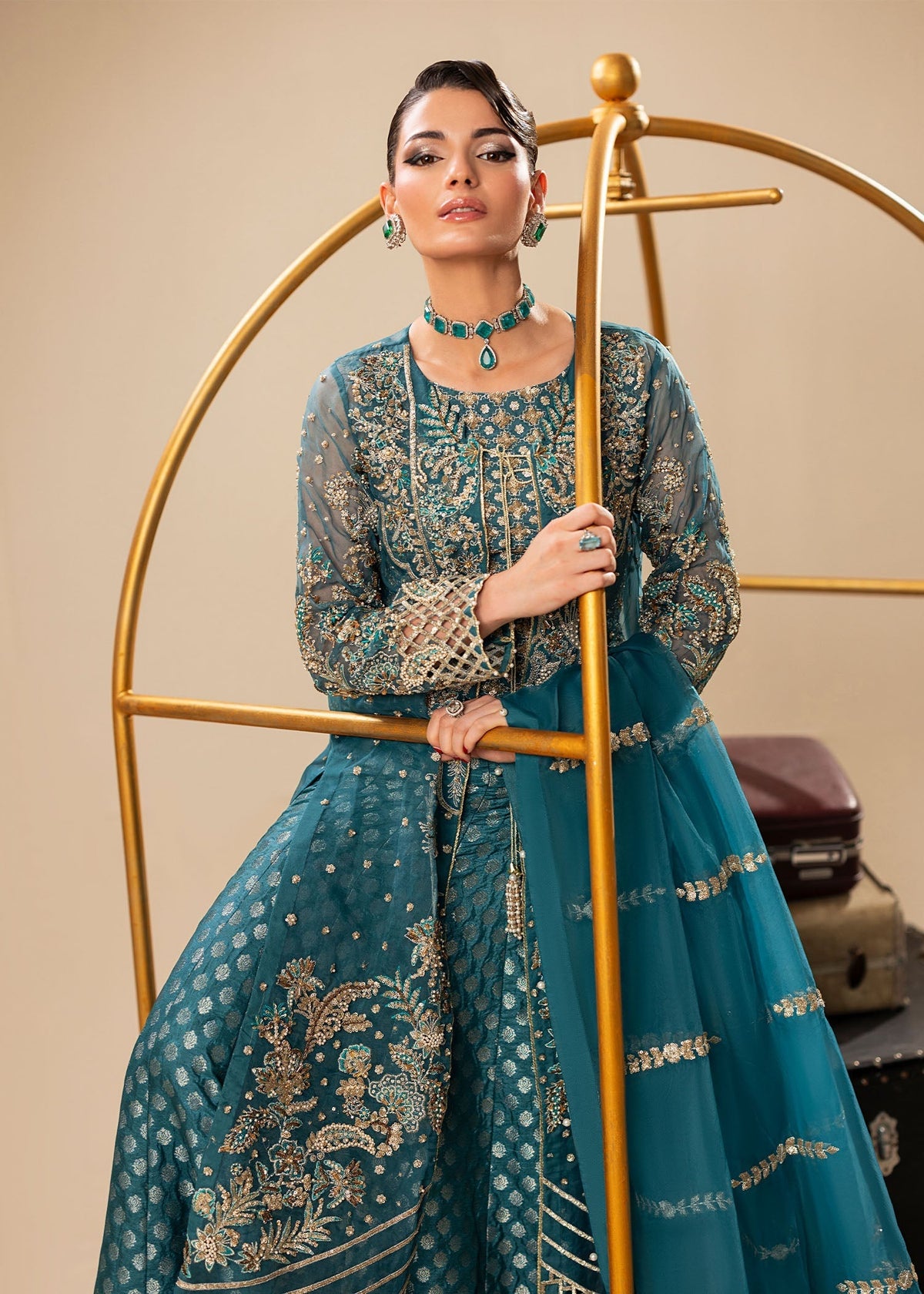 Teal Festive Wear Organza Salwar Suit Online in Dubai UAE Abudhabi Ajman Sharjah