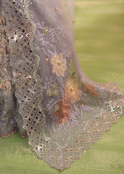 Ladies Embellished Lilac Organza Shalwar Kameez Online in KSA Riyadh Saudi Arabia Oman Bahrain Qatar