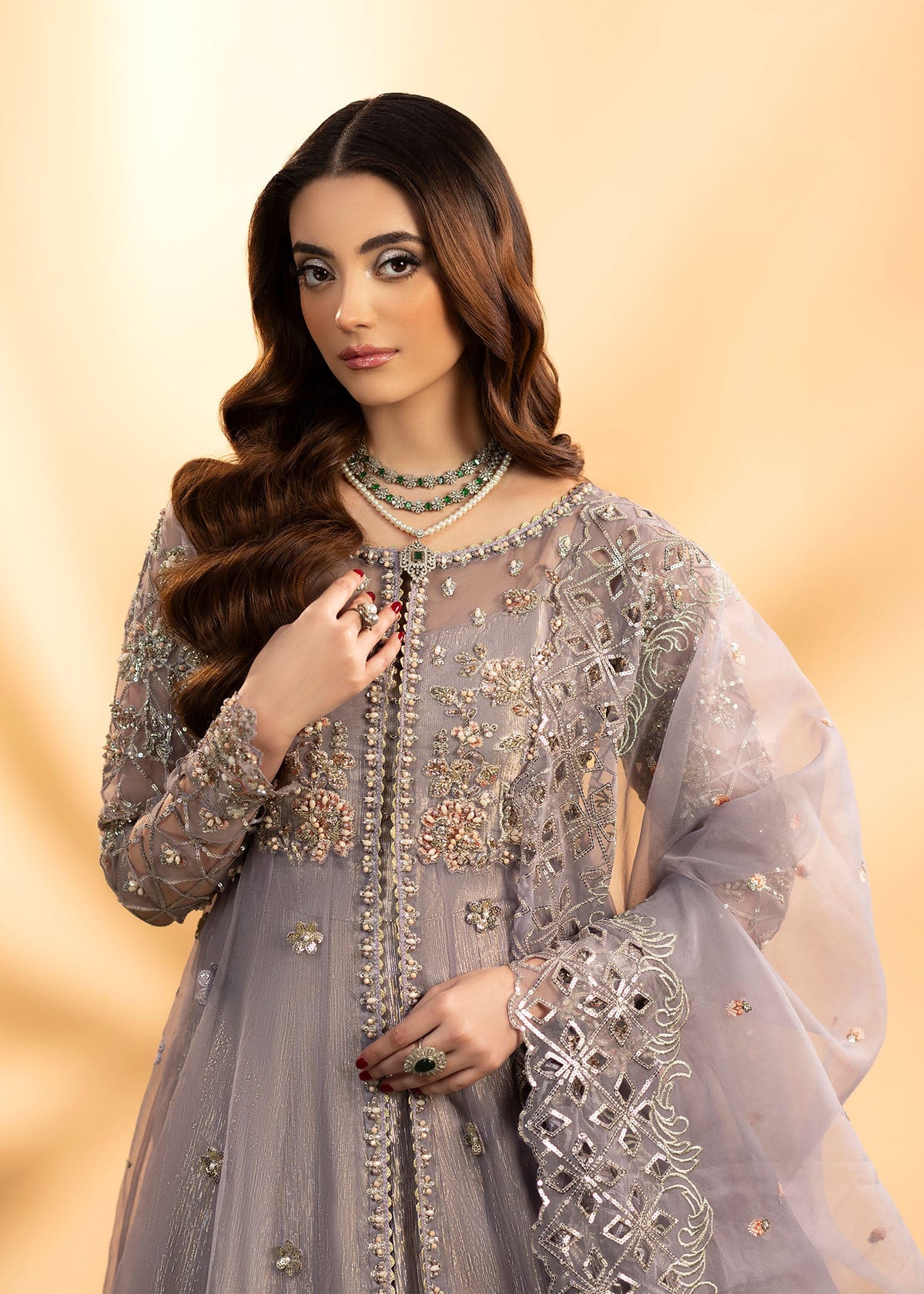 Embellished Lilac Organza Designer Salwar Suit Online in UK USA Canada