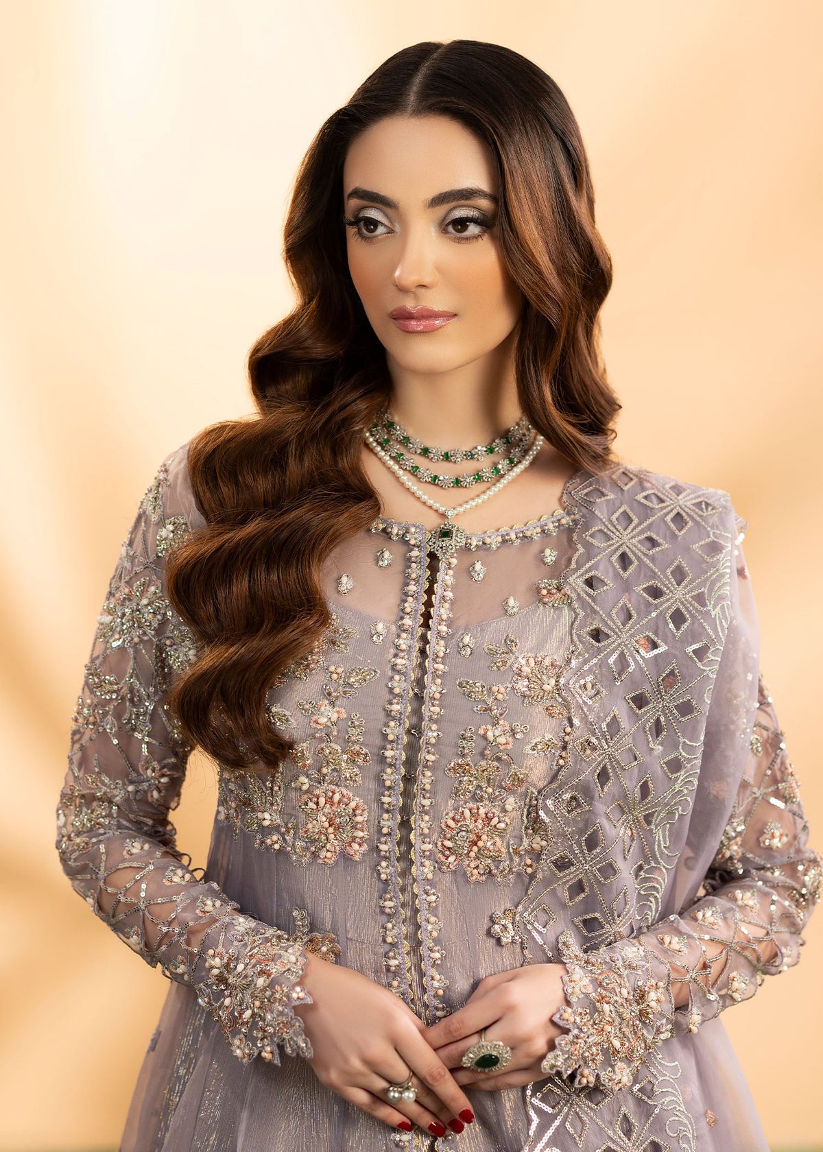 Lilac Organza Maxi Pakistani Designer Suits Online in Dubai UAE Abudhabi Ajman Sharjah