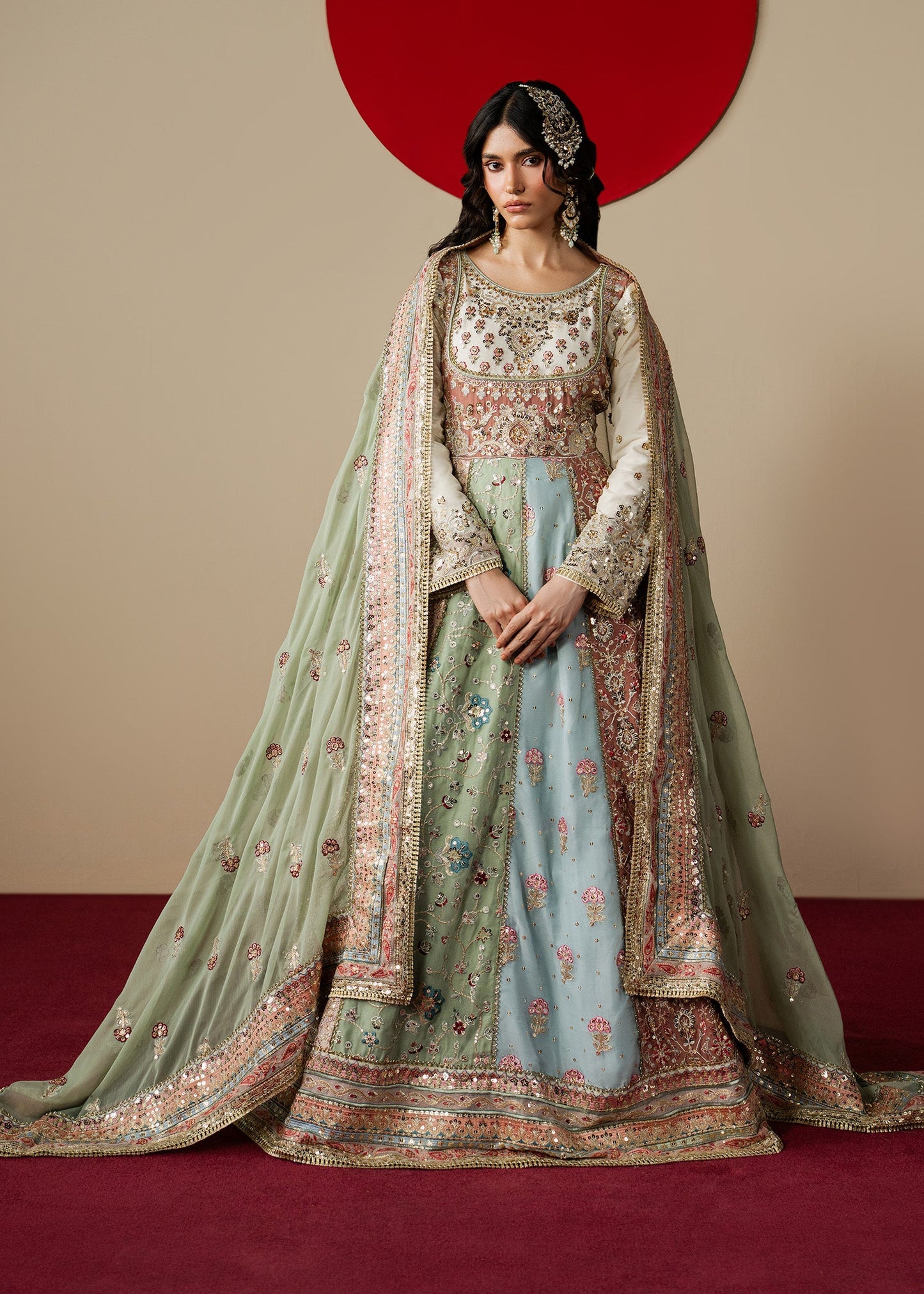 Embellished Chiffon Flared Maxi Suit Online in KSA Riyadh Saudi Arabia Oman Bahrain Qatar