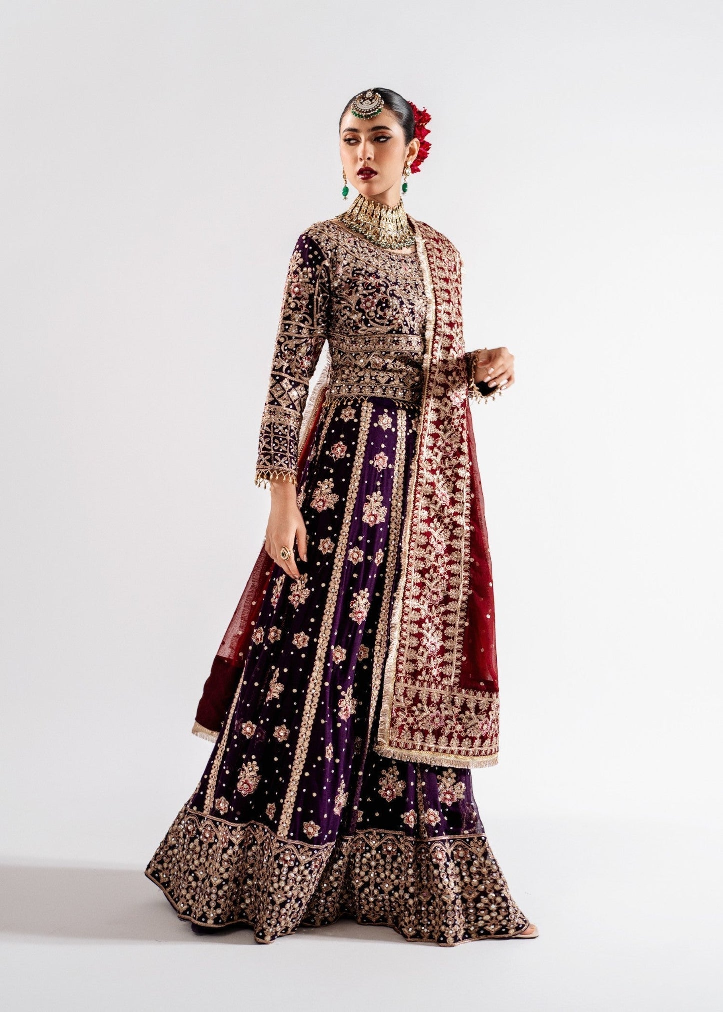 Embellished Chiffon Lehenga Choli with Stonework Online in Dubai DXB UAE Abudhabi Meena Bazaar