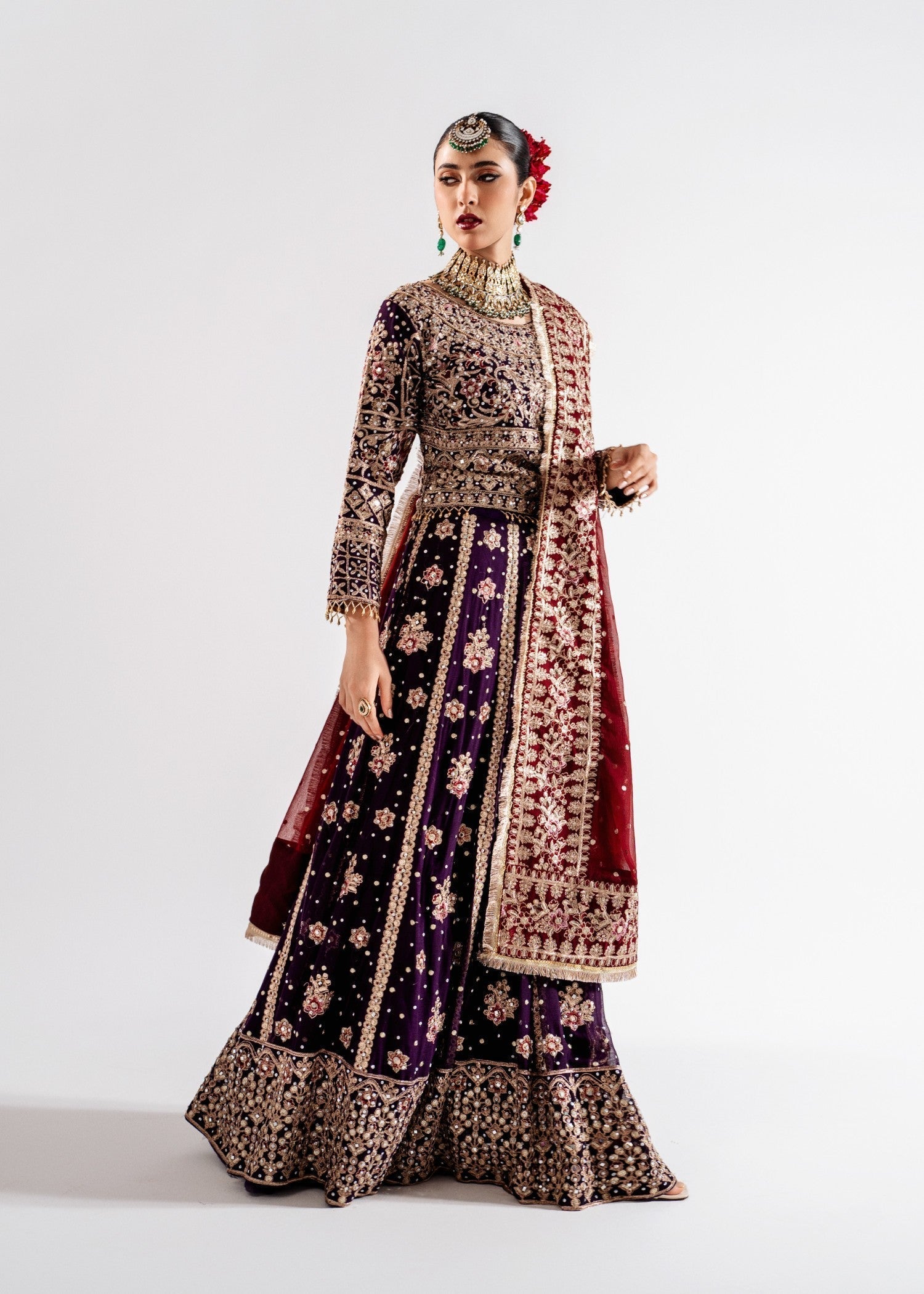 Embellished Chiffon Lehenga Choli with Stonework Online in Dubai DXB UAE Abudhabi Meena Bazaar