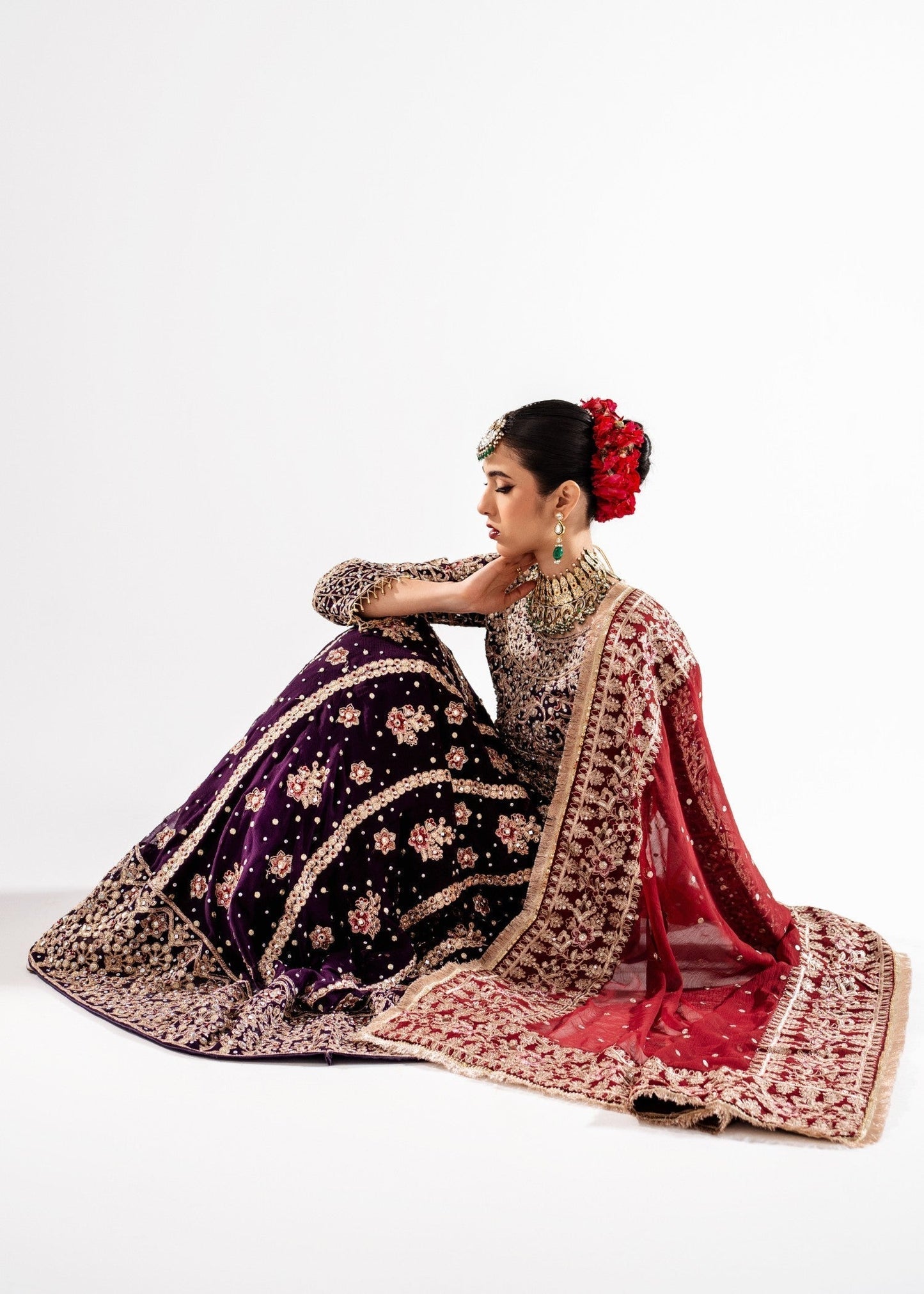 Embellished Chiffon Lehenga Choli with Zardozi Work Online in KSA Riyadh Saudi Arabia Oman Bahrain Qatar