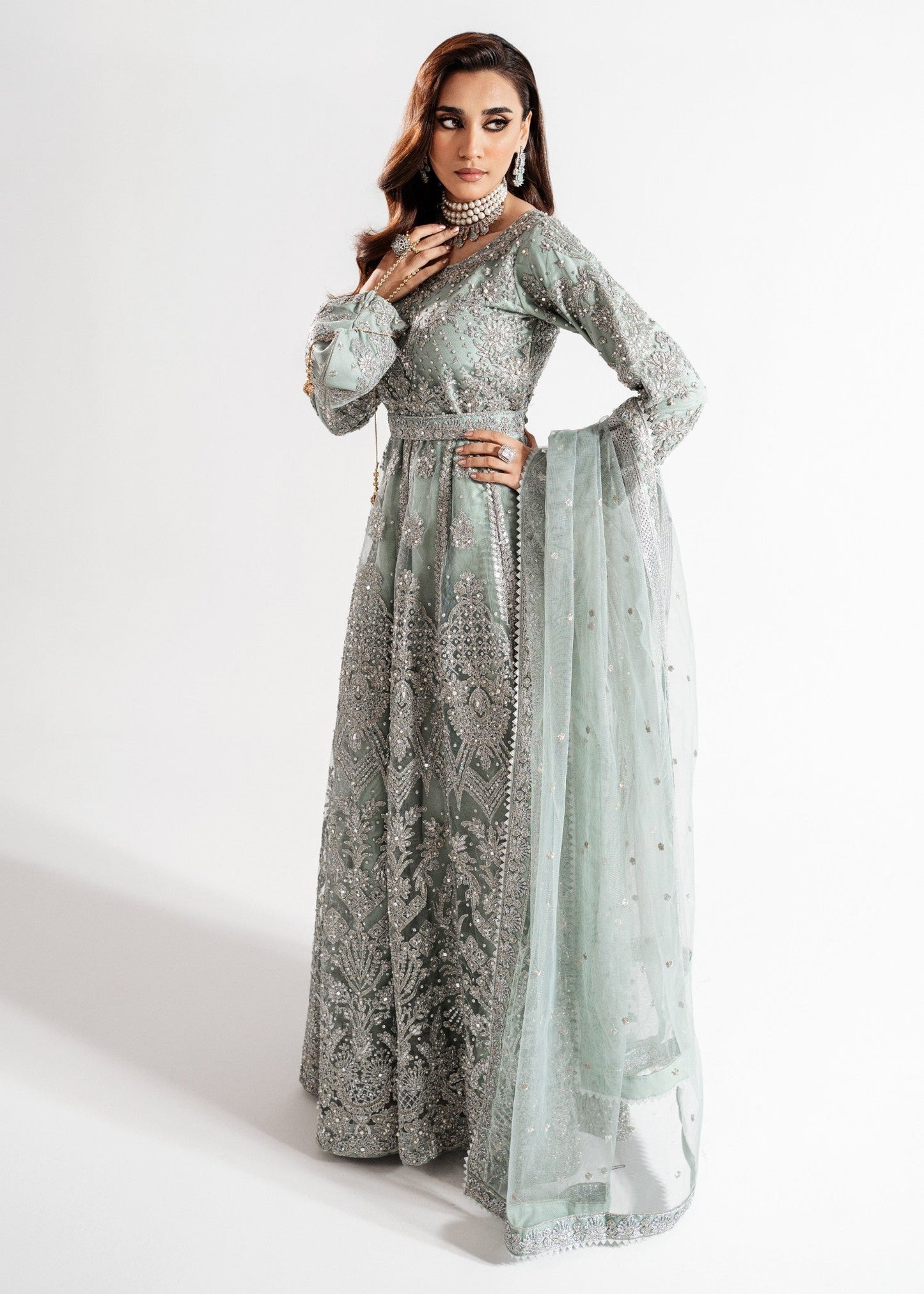 Embellished Chiffon Wedding Guest Salwar Kameez Online in KSA Riyadh Saudi Arabia Oman Bahrain Qatar
