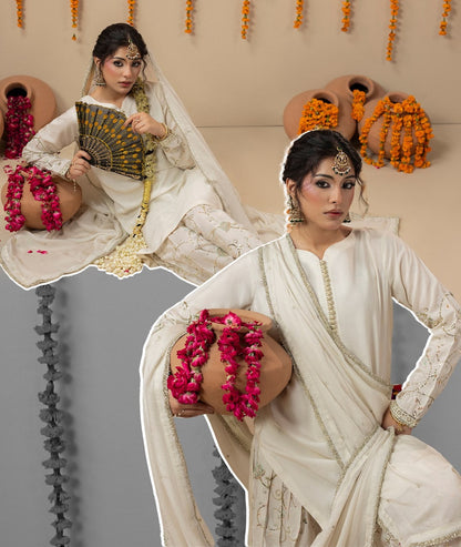 Embellished Gold Raw Silk Partywear Suit Online in Sri Lanka India Australia