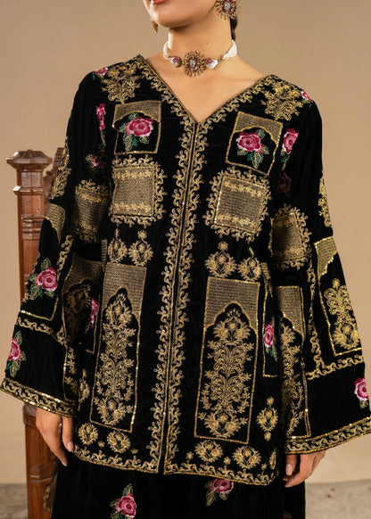 Black Velvet Embroidered Shalwar Kameez Winter Wear Online in UK USA Canada