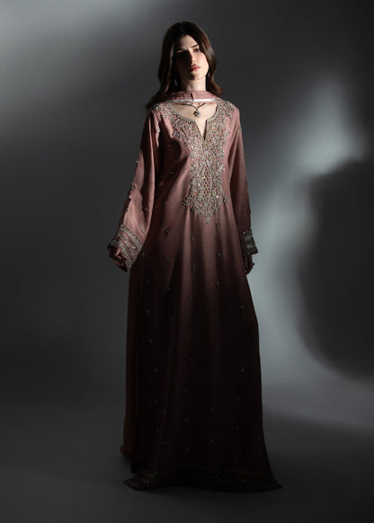 Festive Pink Raw Silk Kaftan with Dupatta Online in Sri Lanka India Australia