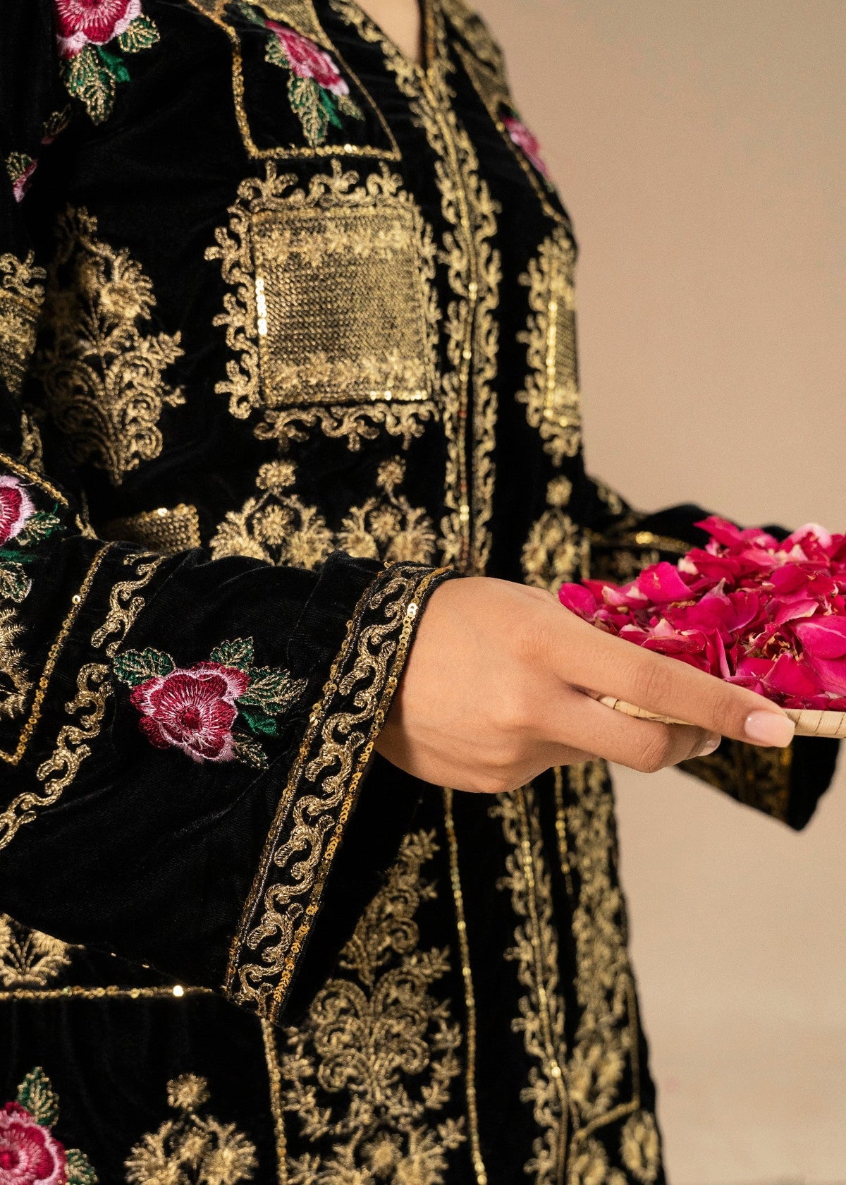 Ladies Black Embroidered Velvet Pakistani Clothes Online in Sri Lanka India Australia