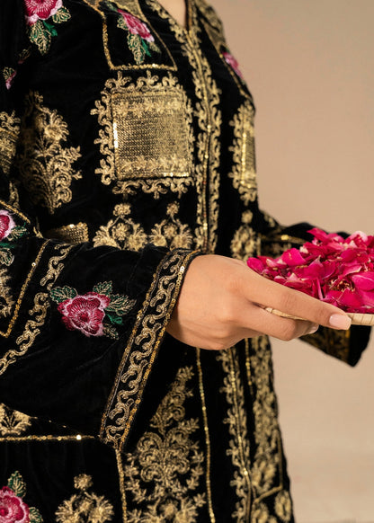 Ladies Black Embroidered Velvet Pakistani Clothes Online in Sri Lanka India Australia
