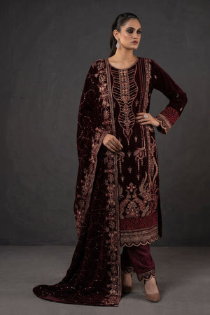 Maroon Velvet Pakistani Wedding Dresses Online in Dubai UAE Abudhabi Ajman Sharjah