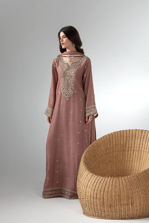 Pink Embroidered Raw Silk Kaftan Online in Dubai UAE Abudhabi Ajman Sharjah