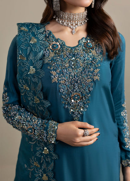 Teal Embellished Raw Silk Festive Salwar Suit Online in KSA Riyadh Saudi Arabia Oman Bahrain Qatar
