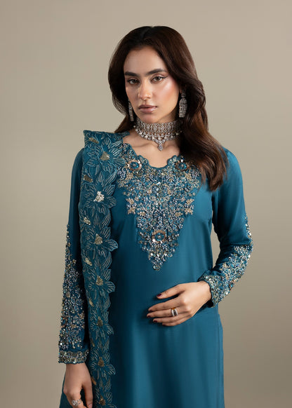 Teal Embellished Raw Silk Salwar Kameez Online in KSA Riyadh Saudi Arabia Oman Bahrain Qatar