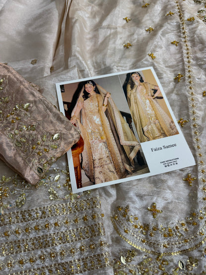 Embellished Ivory Gold Pakistani Sharara Suit Online in KSA Riyadh Saudi Arabia Oman Bahrain Qatar