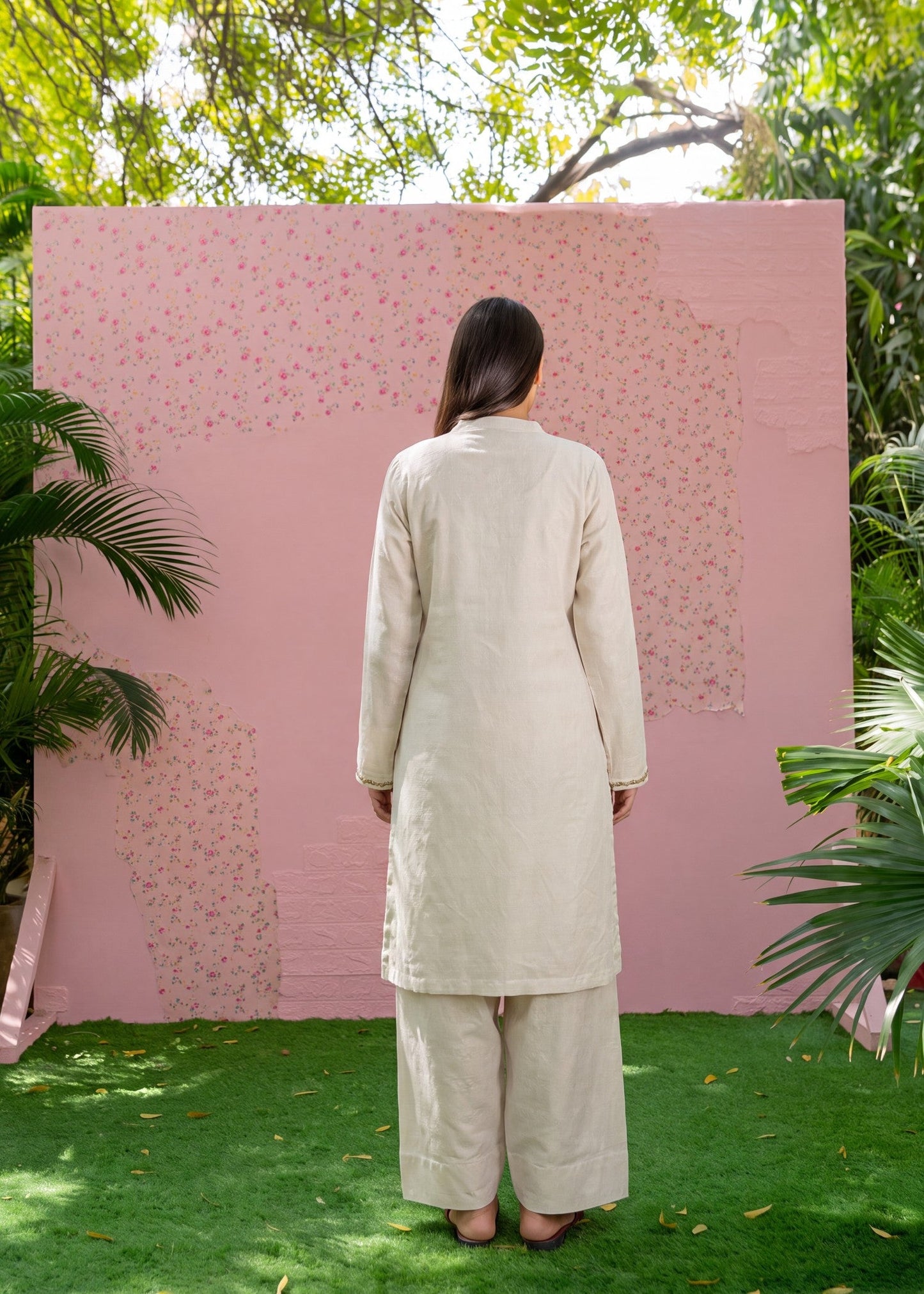 Embellished Ivory Lawn Salwar Kameez Online in KSA Riyadh Saudi Arabia Oman Bahrain Qatar
