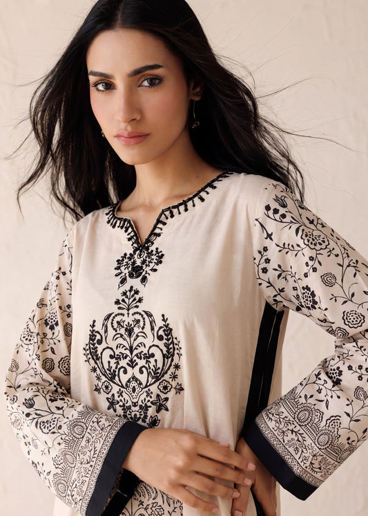 Embellished Kaftan Beige Lawn Online in Sri Lanka India Australia