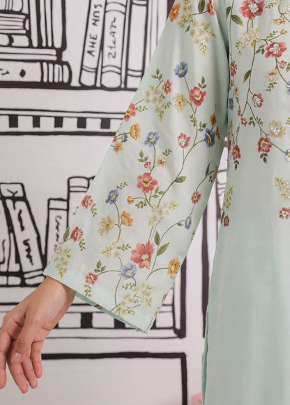 Embellished Kaftan Light Cyan Poly Silk Online in Dubai DXB UAE Abudhabi Meena Bazaar