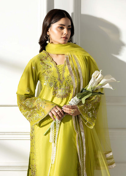 Embellished Key Lime Net Dupatta Suit Online in UK USA Canada
