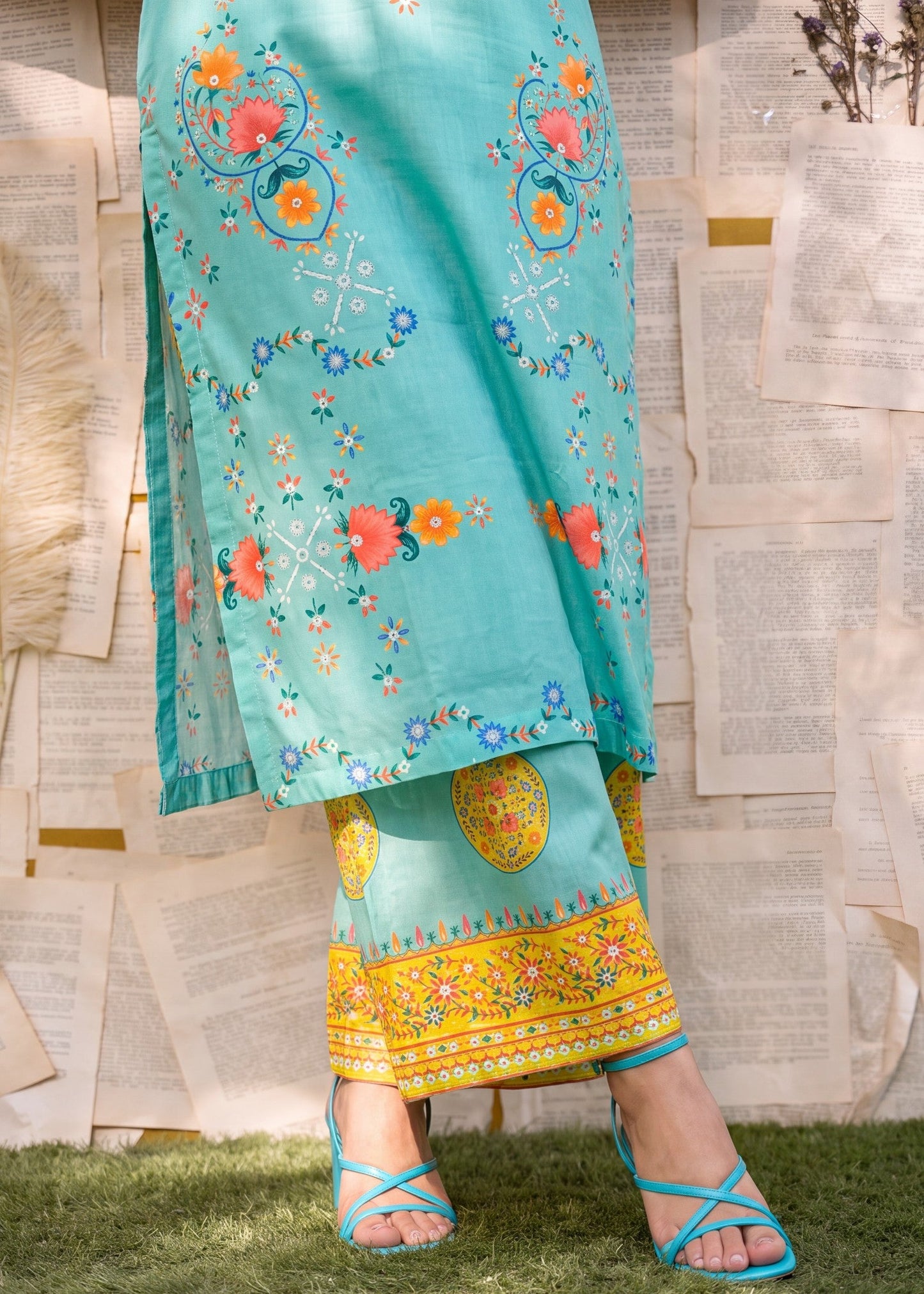 Embellished Lawn Aquamarine Salwar Kameez Online in Sri Lanka India Australia