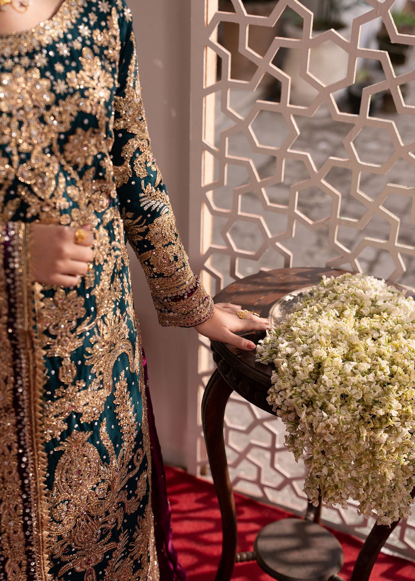 Embellished Lehenga Set Bottle Green Charmuse Online in Sri Lanka India Australia