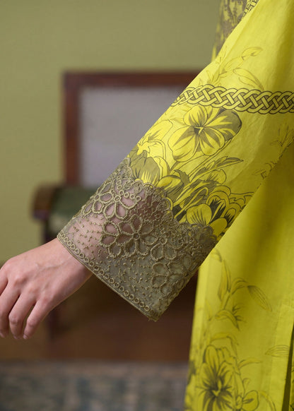 Embellished Lemon Lawn Suit Online in Dubai DXB UAE Abudhabi Meena Bazaar