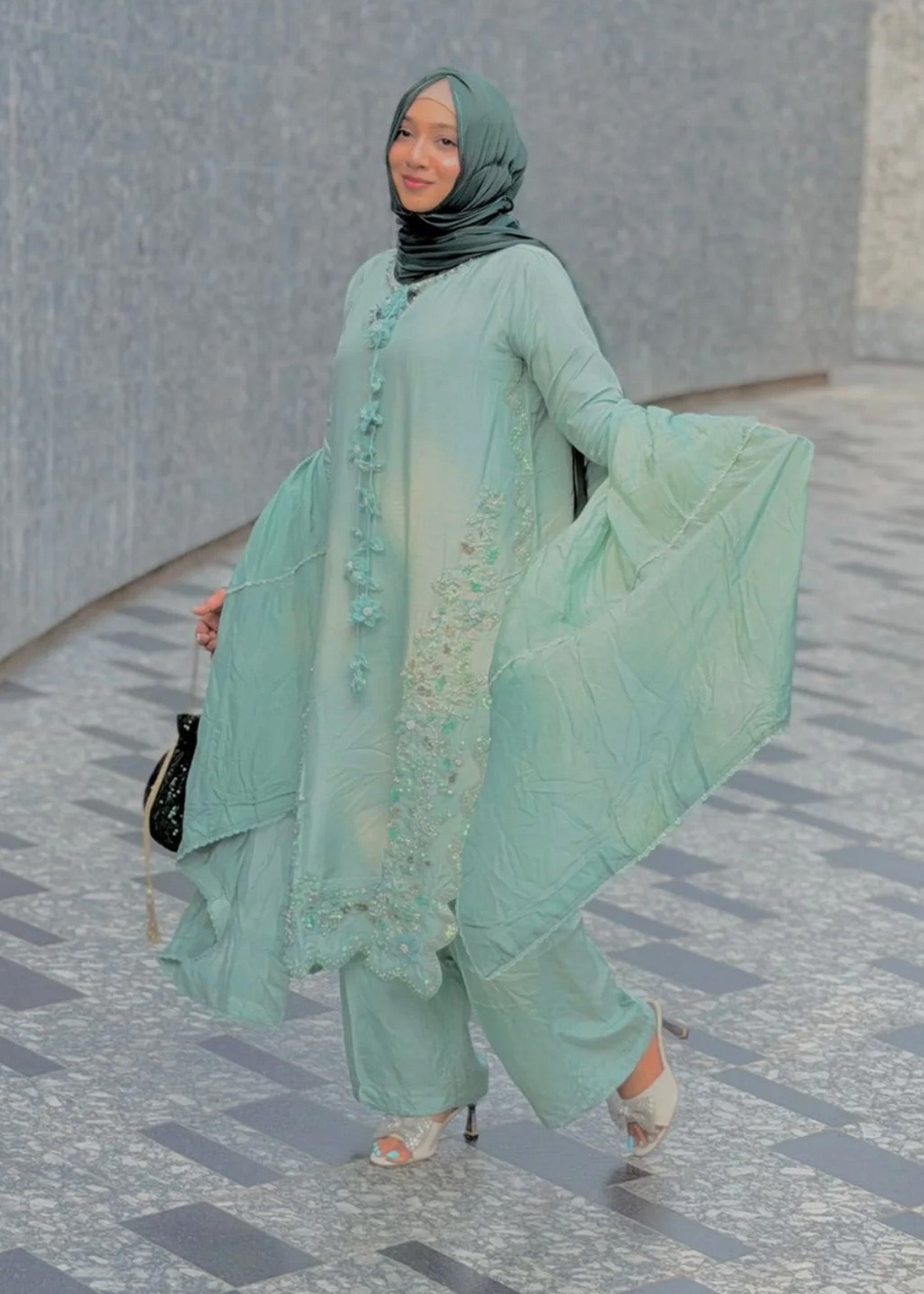 Embellished Light Blue Raw Silk Kurta Pajama Online in Dubai UAE Abudhabi Ajman Sharjah