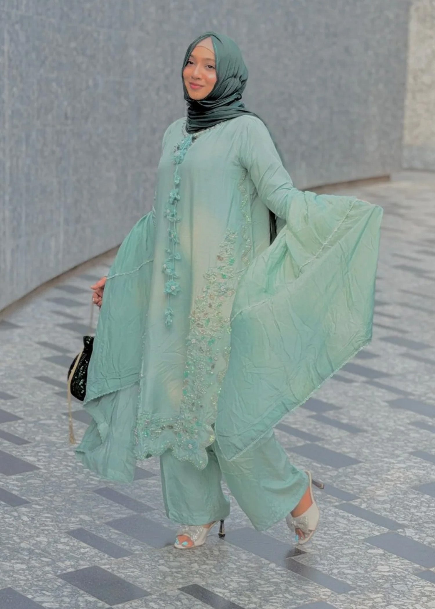 Embellished Light Blue Raw Silk Kurta Pajama Online in Dubai UAE Abudhabi Ajman Sharjah