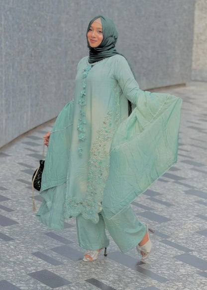 Embellished Light Blue Raw Silk Kurta Pajama Online in Dubai UAE Abudhabi Ajman Sharjah