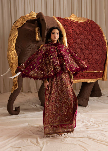 Embellished Magenta Chiffon Kaftan Suit Online in Sri Lanka India Australia