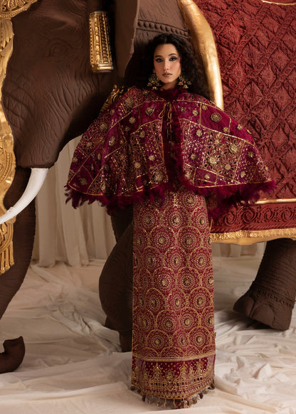 Embellished Magenta Chiffon Wedding Guest Wear Online in KSA Riyadh Saudi Arabia Oman Bahrain Qatar