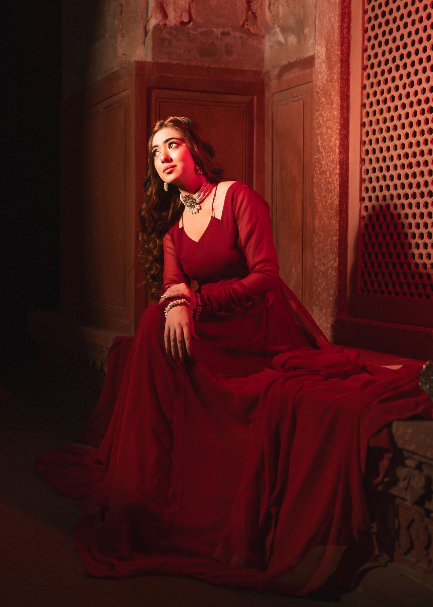 Embellished Maroon Chiffon Partywear Salwar Suit Online in Dubai UAE Abudhabi Ajman Sharjah