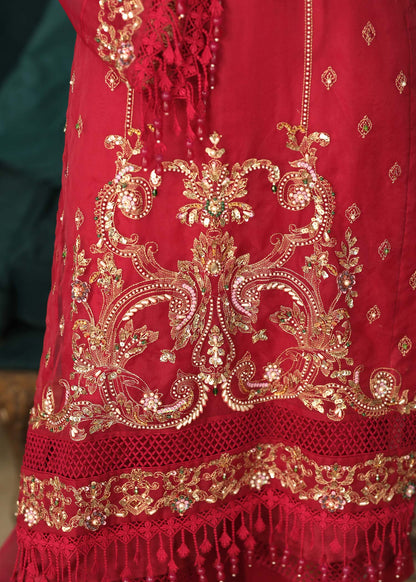 Embellished Maroon Organza Festive Wear Online in KSA Riyadh Saudi Arabia Oman Bahrain Qatar