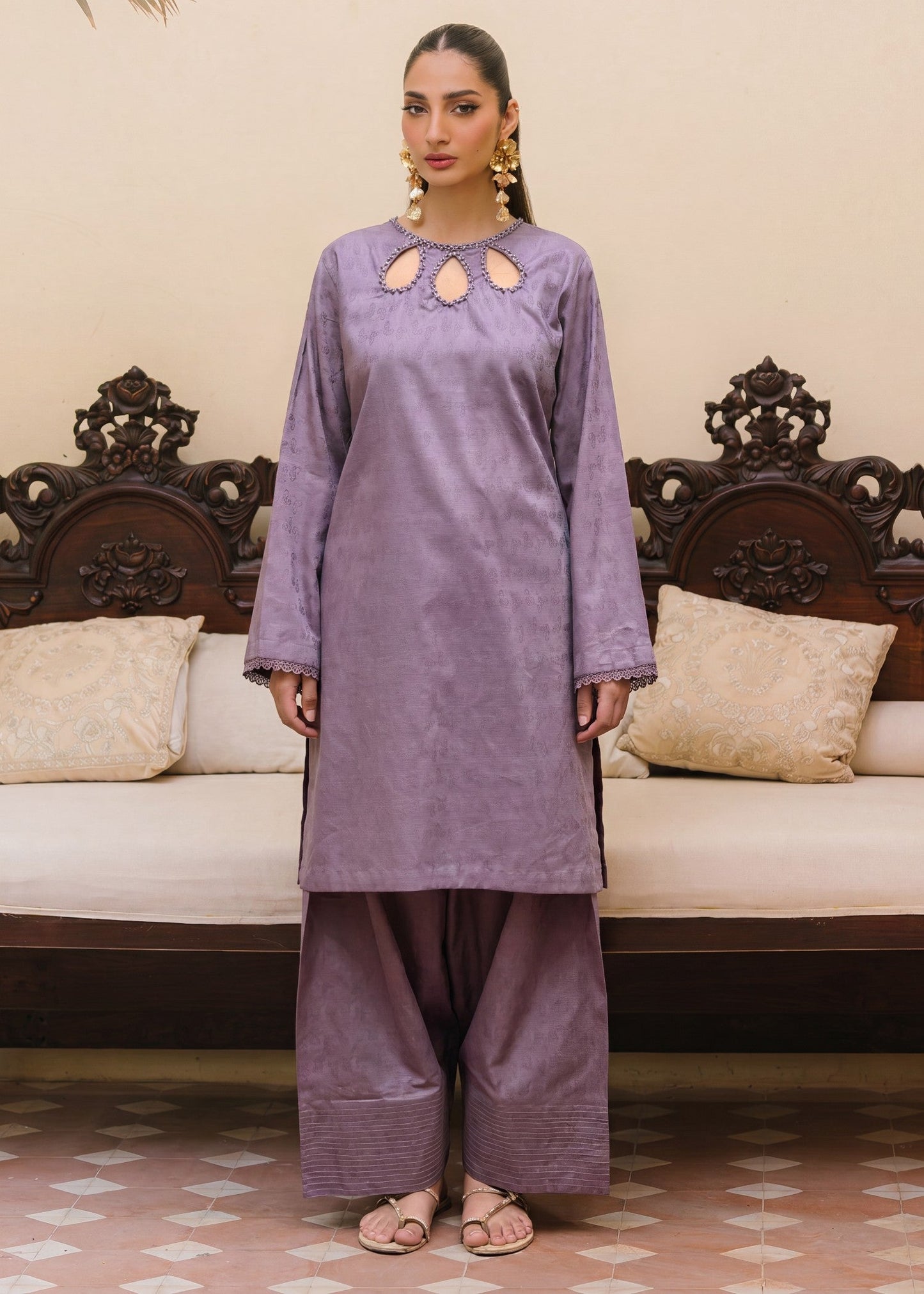 Embellished Mauve Lawn Shalwar Kameez Online in Dubai DXB UAE Abudhabi Meena Bazaar