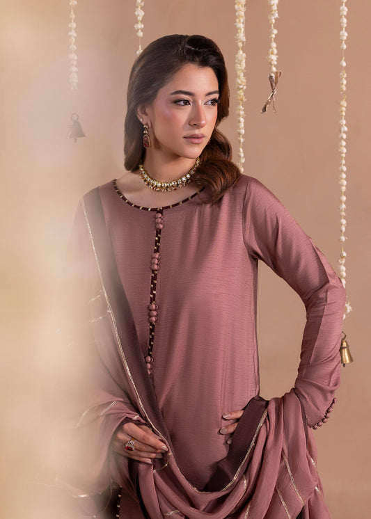 Embellished Mauve Raw Silk Sharara Salwar Kameez Online in KSA Riyadh Saudi Arabia Oman Bahrain Qatar