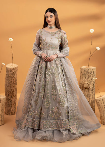 Grey Embroidered Organza Wedding Suit Online in Dubai DXB UAE Abudhabi Meena Bazaar