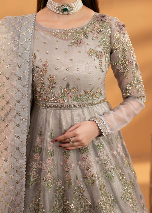Grey Organza Maxi Suit with Dupatta Online in Sri Lanka India Australia