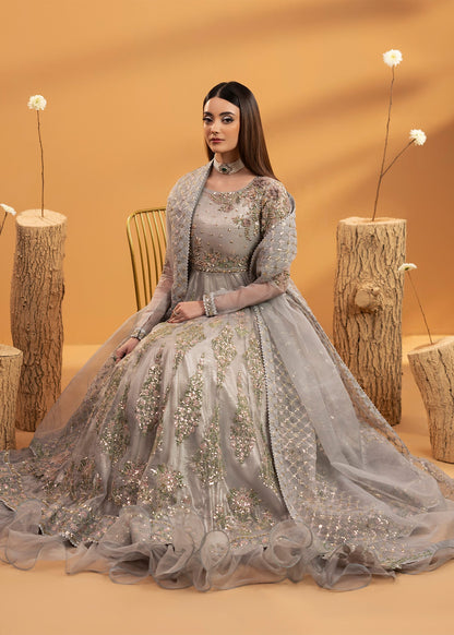 Grey Organza Maxi Suit with Shimmer Inner Online in UK USA Canada
