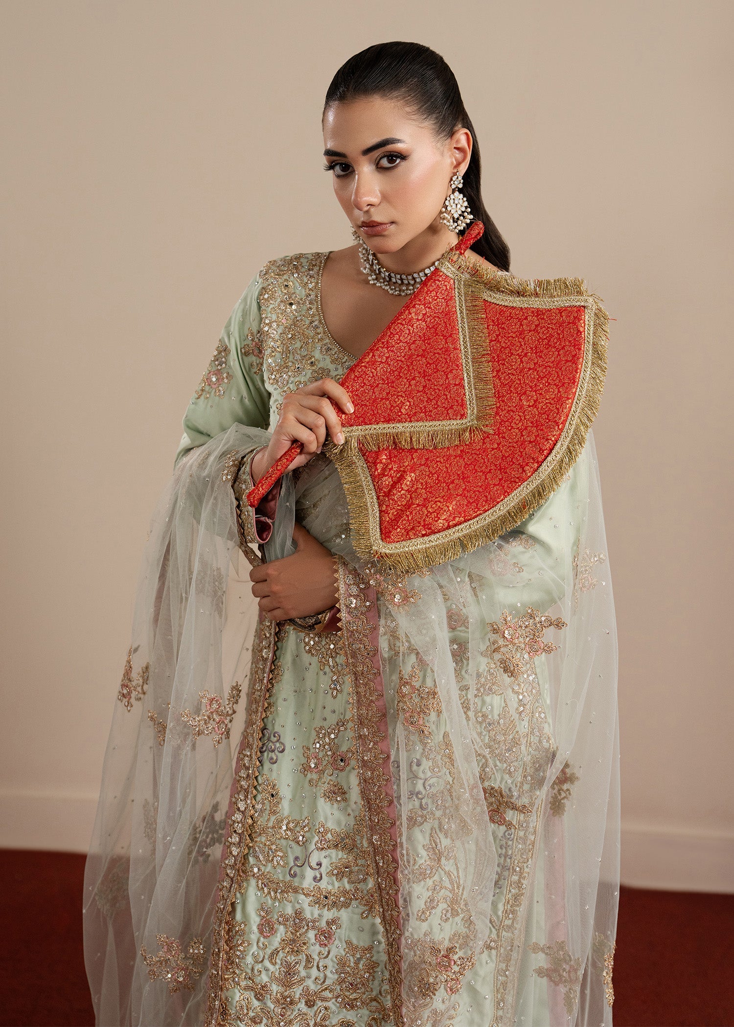 Embellished Mint Green Net Dress Material Online in Sri Lanka India Australia