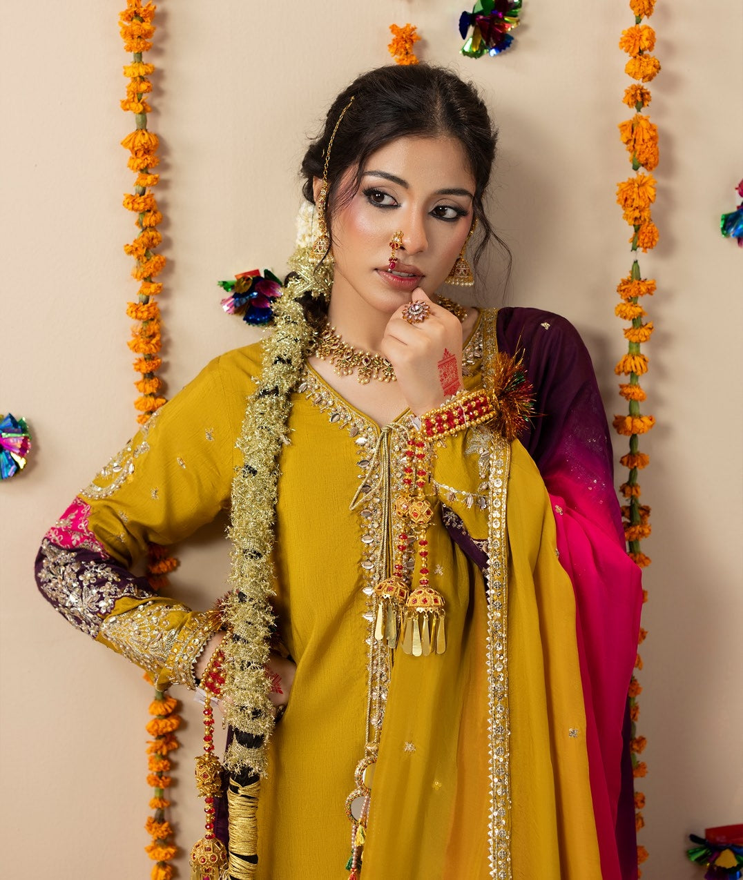 Embellished Mustard Raw Silk Salwar Kameez Online in KSA Riyadh Saudi Arabia Oman Bahrain Qatar