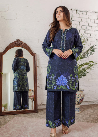 Embellished Navy Blue Lawn Kurta Suit Online in Dubai DXB UAE Abudhabi Meena Bazaar