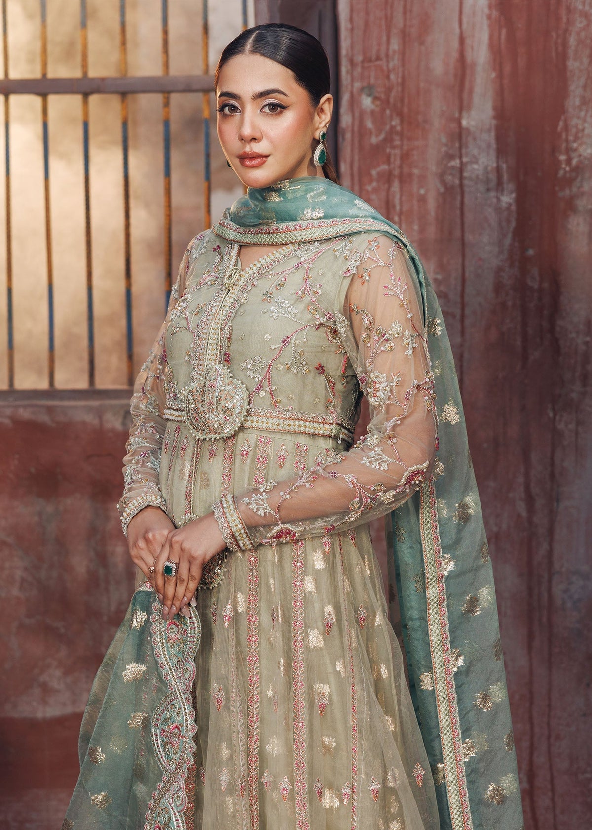 Embellished Net Maxi with Dupatta Ladies Salwar Kameez Online in Dubai UAE Abudhabi Ajman Sharjah